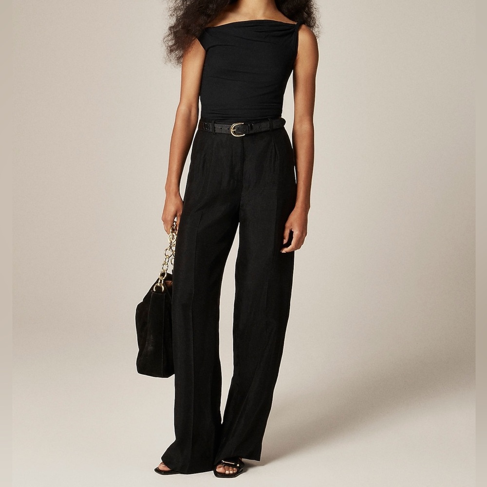 J. Crew Wide-Leg High-Rise Women's Black Pants in Size 8